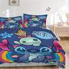 3-teiliges Set Stitch, Alien, Regenbogen-Aufdruck Bettwäsche Bettbezug, weicher und bequemer Bettbezug geeignet für Schlafzimmer und Gästezimmer24
