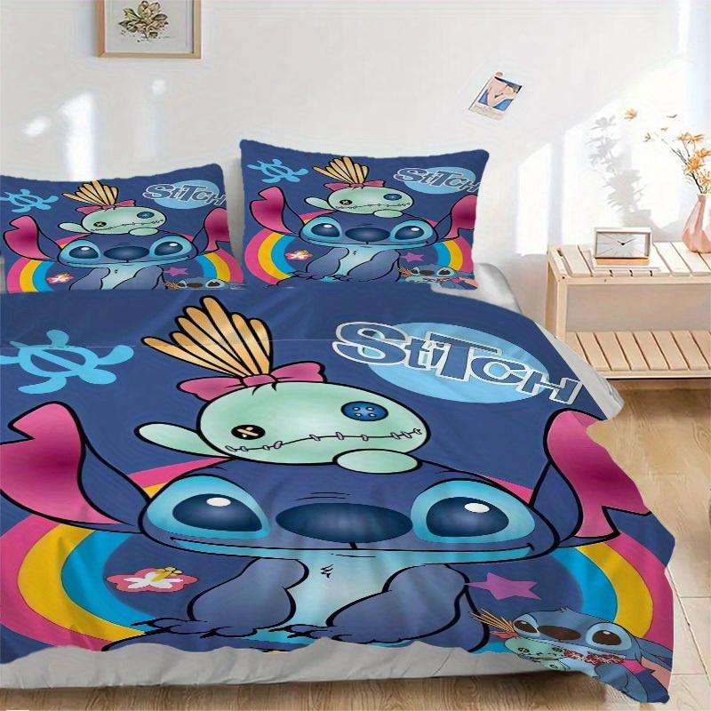 3-teiliges Set Stitch, Alien, Regenbogen-Aufdruck Bettwäsche Bettbezug, weicher und bequemer Bettbezug geeignet für Schlafzimmer und Gästezimmer24