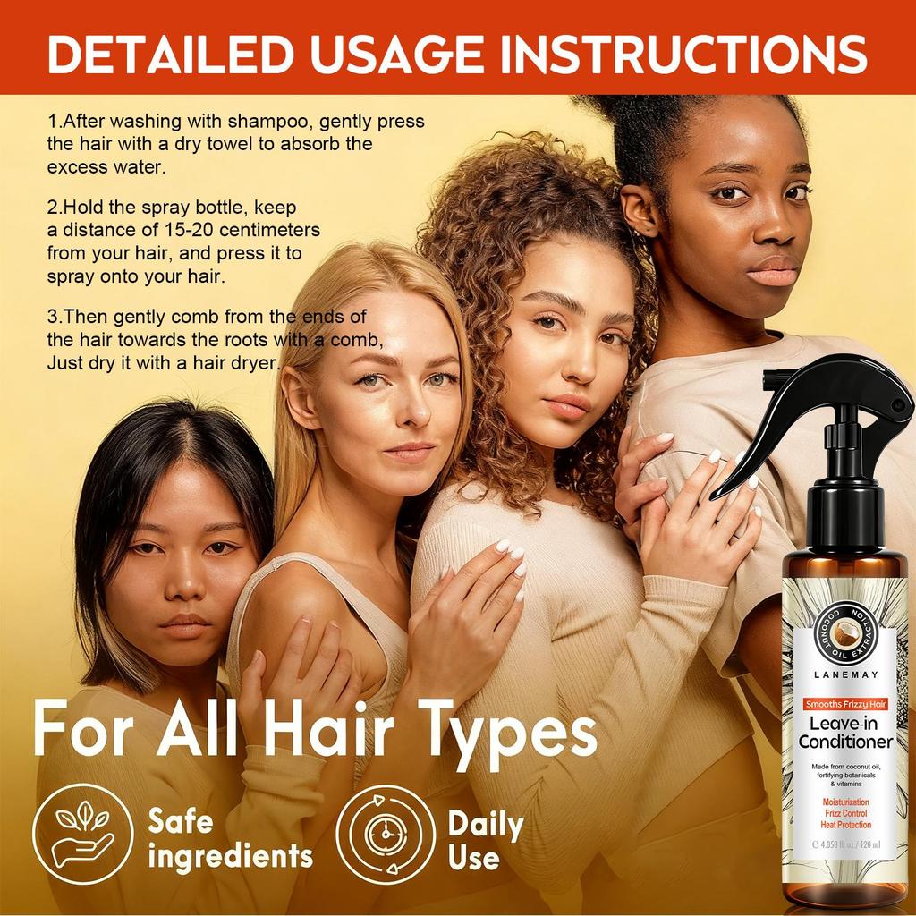 Leave-In Conditioner-Restore Moirsture And Srength To Reduce Splt Ends And Breakage-Suitable For All Hair Types, 120ml