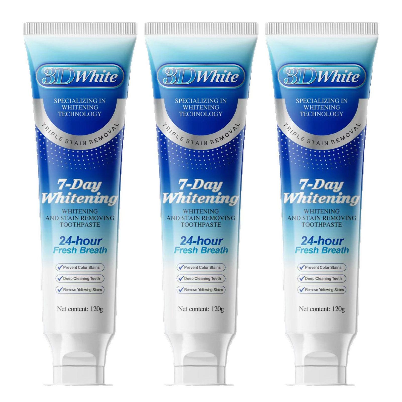 

3-Pack 120g 3D Whitening Toothpaste – Formulated to Guard Against Stains, Remove Yellowing, and Provide All-Day Fresh Breath One Size білий