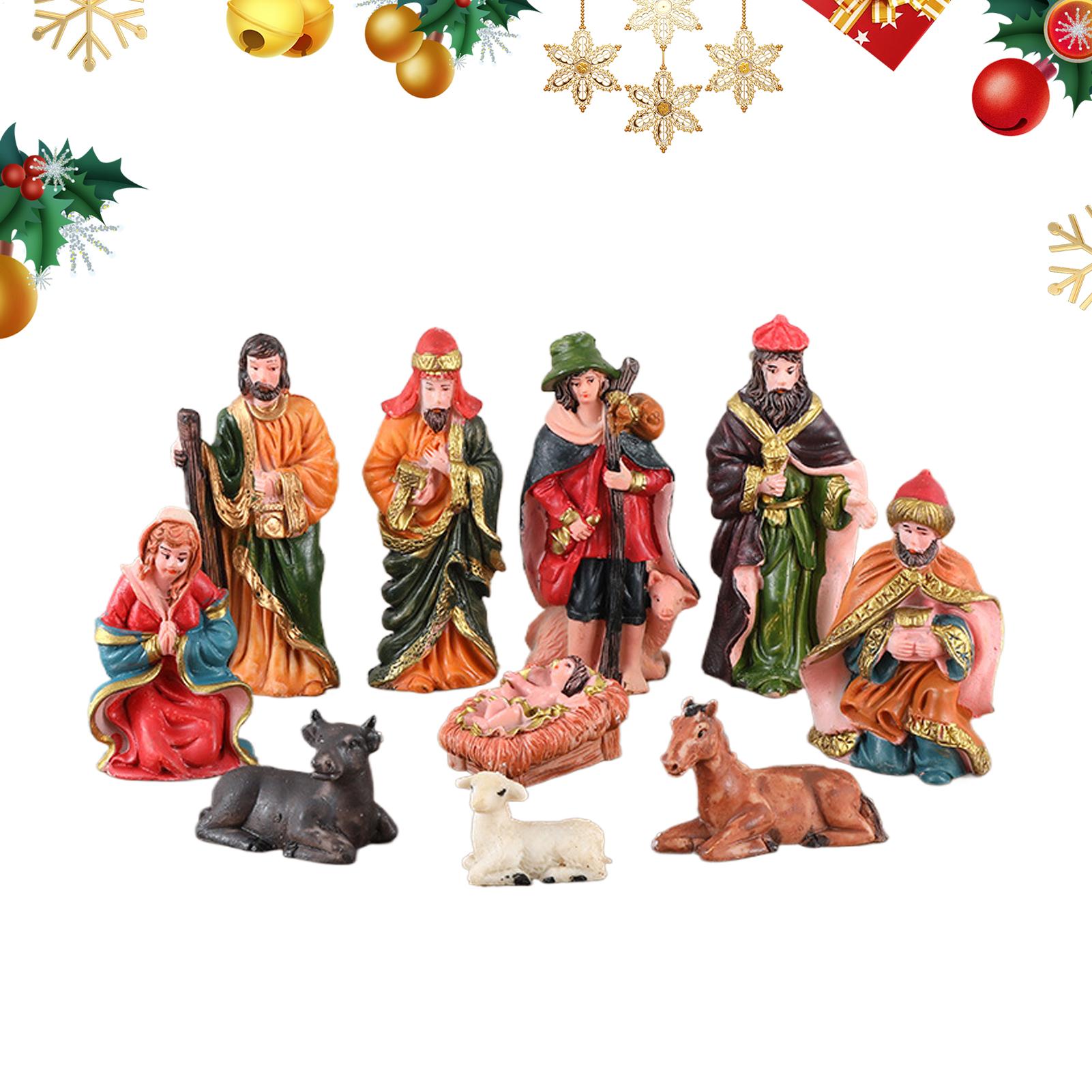 

10 Pcs Christmas Nativity Set Ornaments Nativity Scene Craft Ornaments Miniature Religious Resin Nativity Jesus Figures set China Mainland