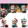 Hat Cat Christmas Car Hanging Decor Acrylic Pendant Tree Ornament Travel Holiday