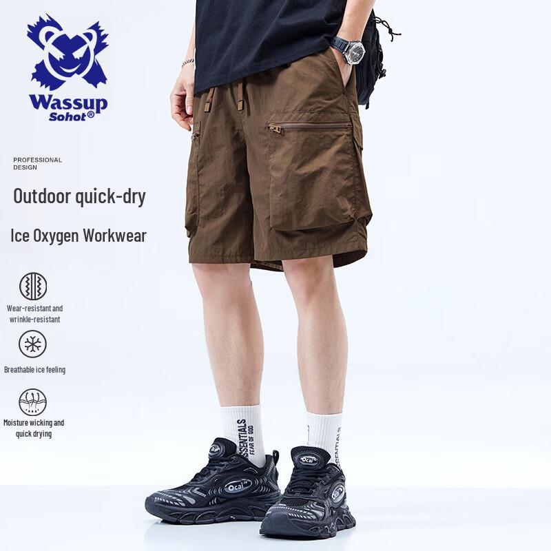 

Wassup Sohot Men s Ice Silk American Workwear Sports Shorts L