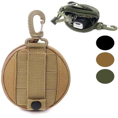 Mini EDC Tool Pouch Keychain Zipper Holder Earphone Key Wallet Coin Purses Utility Outdoor Hiking Hunting Accessories Waist Bag