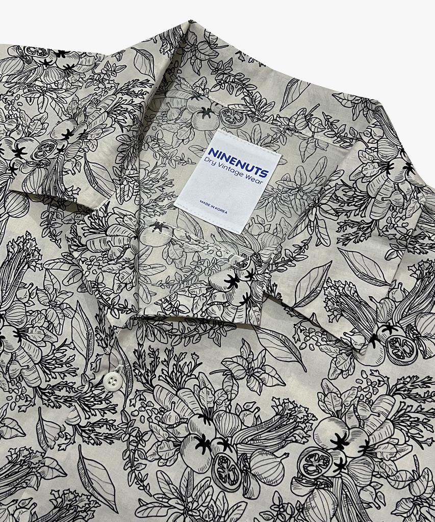 Nainneoscheu Botanical Drawing Open Collar Shirt_Ivory