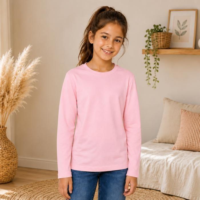 Tee-Shirt Manches Longues Uni Enfant - 100% Coton - Rose - Rose
