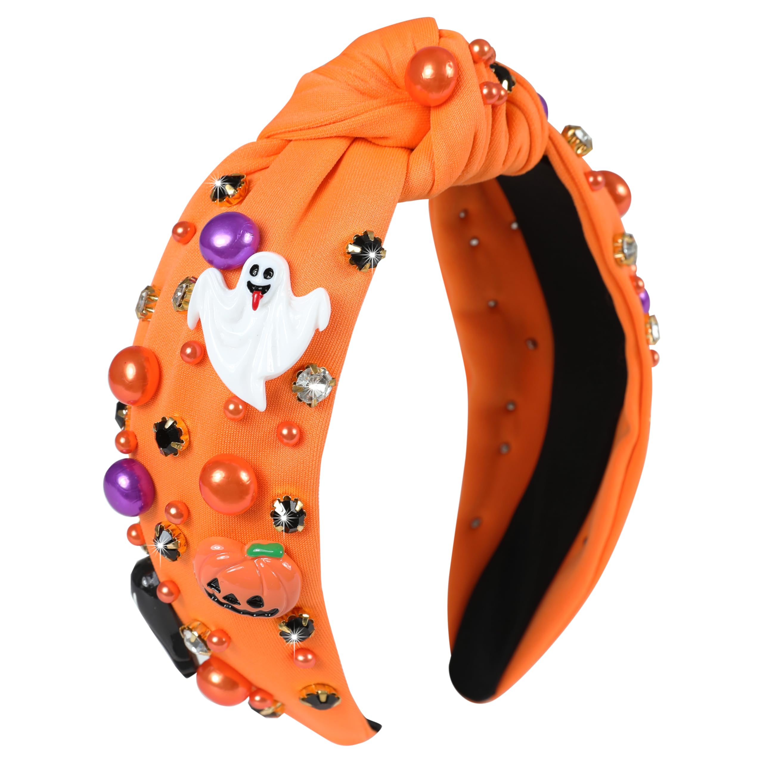 

Sparkling Halloween Headband with Crystal Rhinestone & Pearl Elegant Hair Band for Women Girls Festival Party