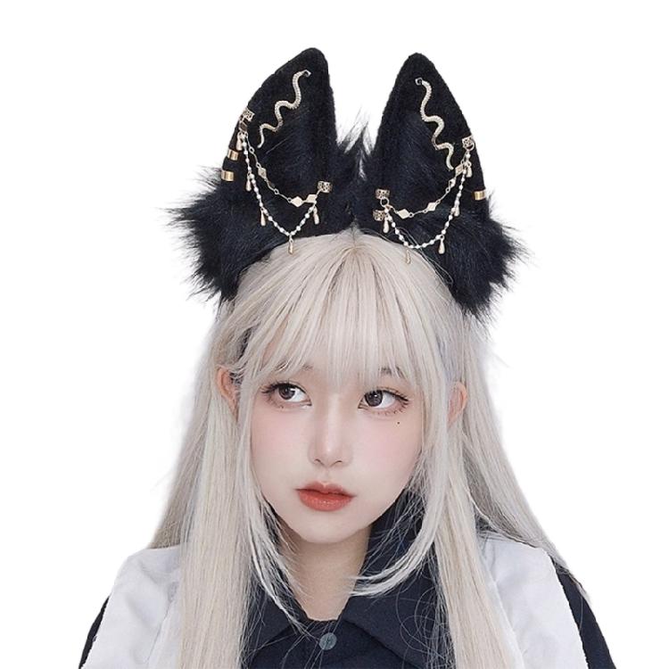 Gothic Plush Foxes Headband Woman Girls Cartoon Cat Ear Hairband for Photography