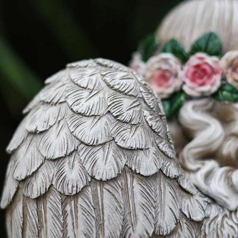 Figurka Anioła Modlącego LED Lampa Solarna do Dekoracji Ogrodu i Podwórka Wodoodporna Statua Ornament Nagrobny Cmentarny