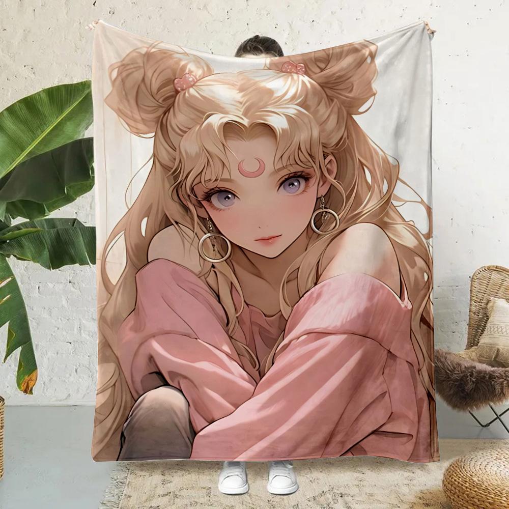 Anime Cartoon S-Sailor Moon Printed Blanket Picnic Blankets Warm Blanket Soft and Comfortable Blanket Home Travel Birthday Gift