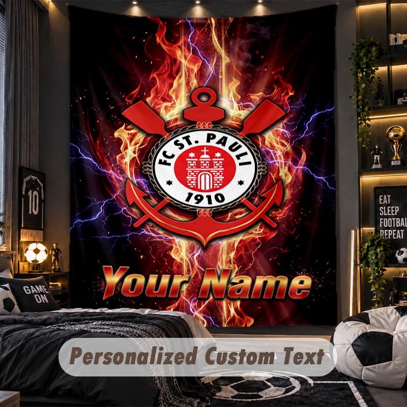 WandteppichFC St. Pauli Personalisierter Wandbehang mit individuellem Namen und Text, Heimwanddekoration