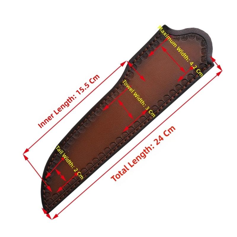 Universal Belt Loop Blade Cover Leather 25.5cm Fixed Cutter Holder for Most Edge Lengths Up To 15.5cm