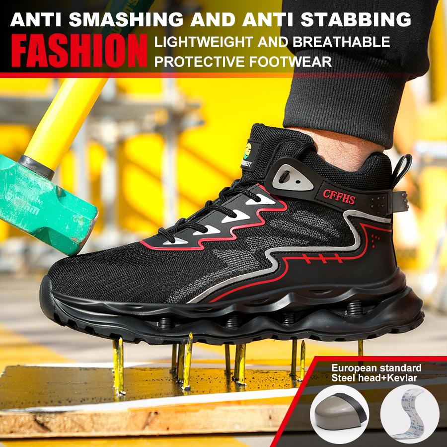 Fashion Steel Toe Shoes For Men Safety Shoes Anti-Smash Anti Puncture Work Boots Indestructible Shoes Security Protection Boots