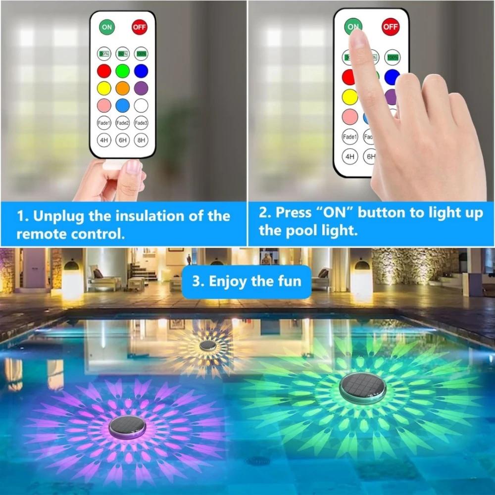 Solar Floating Pool Lights RGB Color Changing Pool Floating Light LED Solar Pool Lights for Pool Garden Path Party Decoration