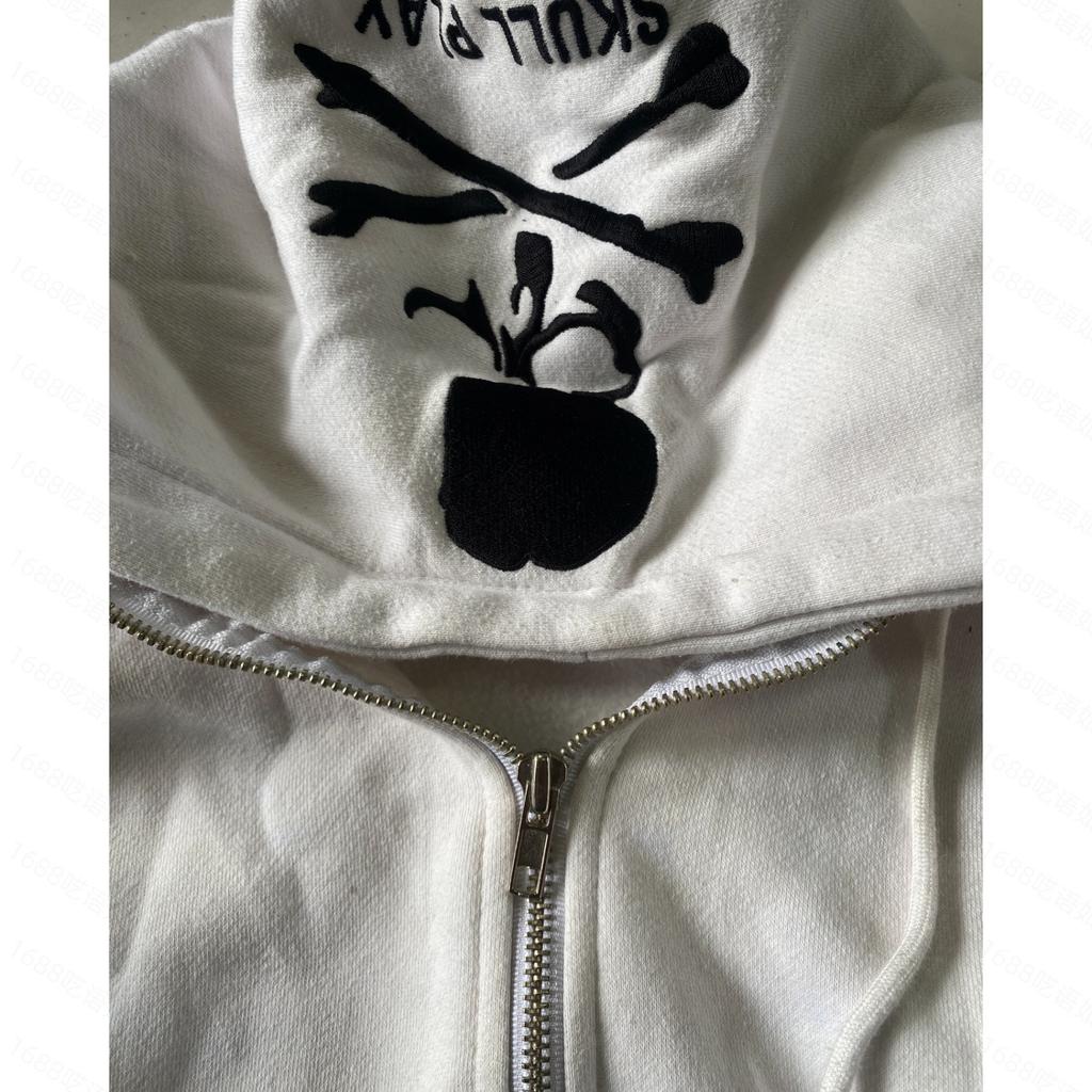 Women's Hooded Long Sleeve Zip Up Oversized Streetwear Dark Gothic Printed Hoodie Jacket Casual Sweatshirt Outerwear