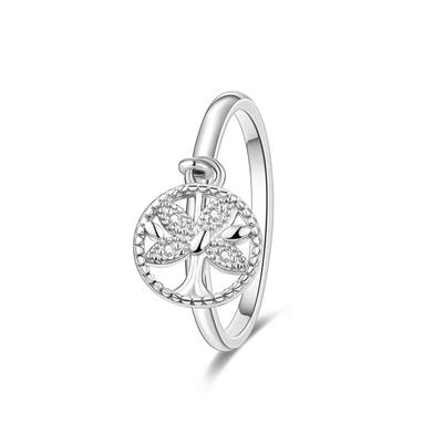Anillo de Árbol Familiar Colgante Clásico Color Plata 2022 para Mujer Boda Compromiso Joyería Fina