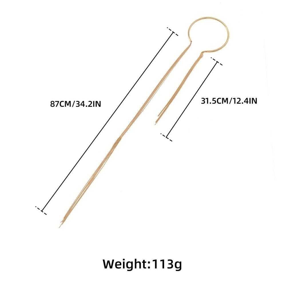 Gold Silver Tassel Necklace Alloy Long Chain Fashion Personalized Design Collar  Women