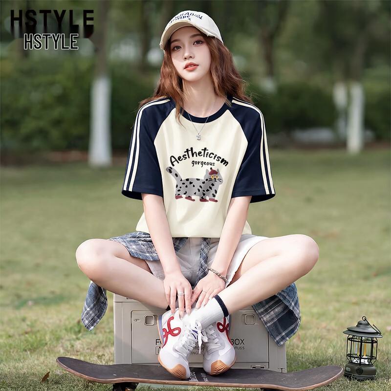 Women s Loose Fit Color Block Raglan Cotton T-shirt XL