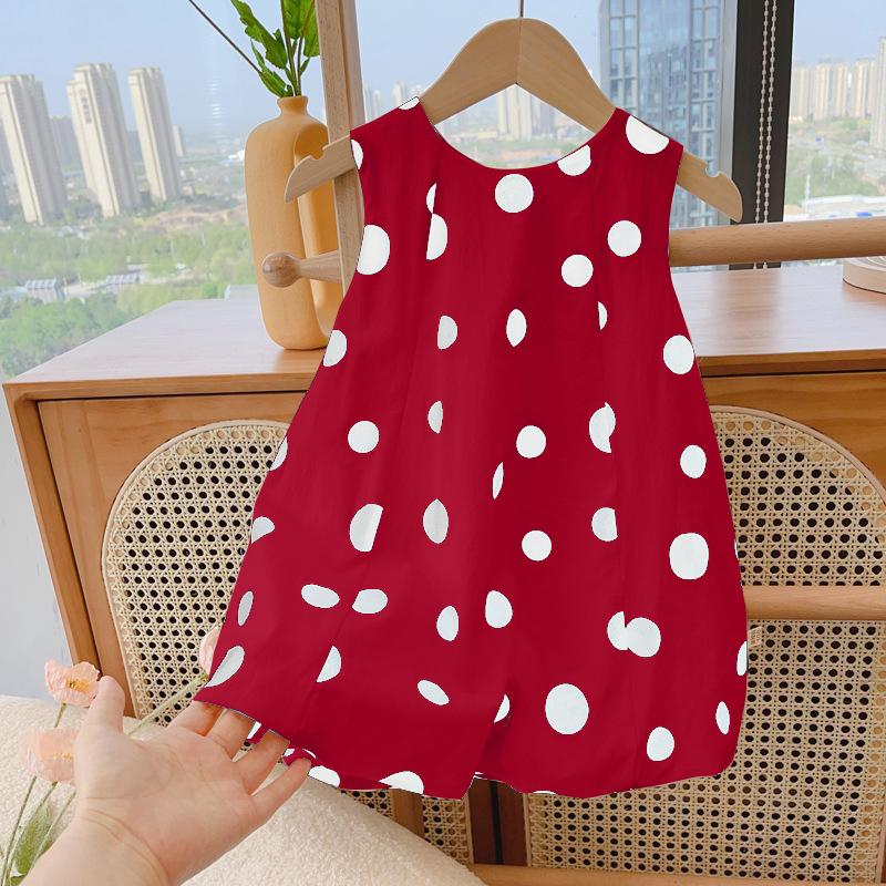 

ZANZEA Женские повседневные майки без рукавов с круглым вырезом и принтом в горошек S красный