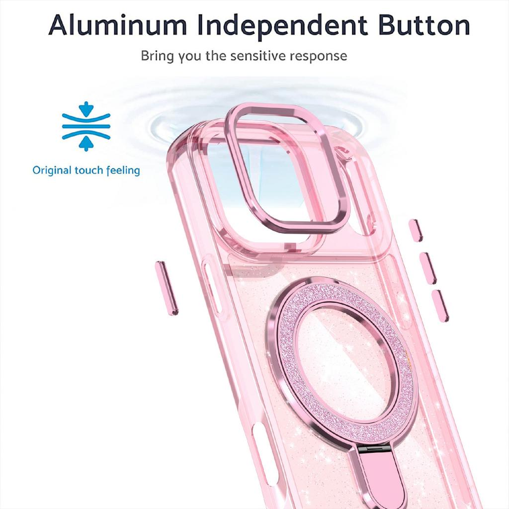 For iPhone 17 Pro Max Case Glitter Design TPU+PC Kickstand Phone Protector