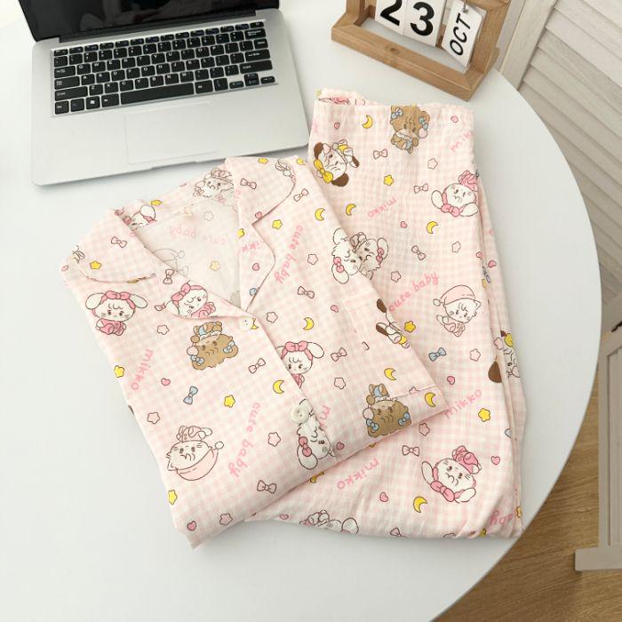 Rose Alice Cloud Cotton Long Sleeve Pajama Set - Girly High-End Spring/Autumn Home Wear