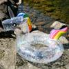 Clear Sequined Inflatable Swimming Ring Water Mattress Glitter  Unicorn  Summer Pool Toys for Kids Pool Inflatable  Pool Float