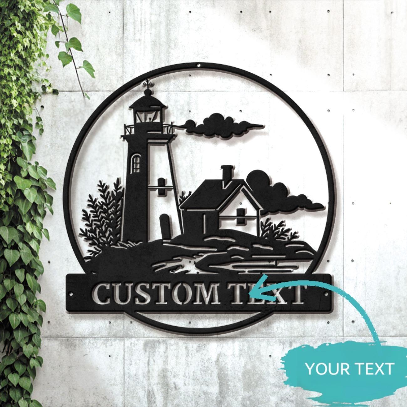 Custom Metal Tin Sign Lighthouse Nautical Wall Decor for Indoor Outdoor Beach House S