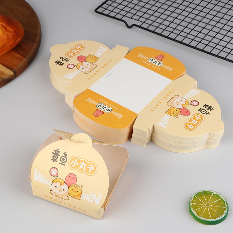 100Pcs Disposable Octopus Ball Packaging Box Japanese Street Food Takoyaki Takeaway Snack Fruit Box Packing Paper Container