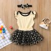 Newborn Infant Baby Girls Fly Sleeve Romper +Floral Sequin Tulle Skirts Set