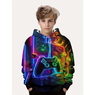 Detské oblečenie Chlapci Mikiny s dlhým rukávom 3D Gamepad Potlač Deti Jar Jeseň Oblečenie Ležérne Outdoor Štýlový chlapec Dievčenské Oblečenie Topy