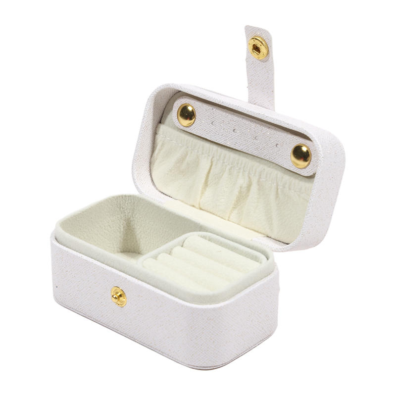 Simple PU Leather Jewelry Storage Box Mini Solid Color Jewelry Display Case Packing Portable Ring Necklace Case Girls