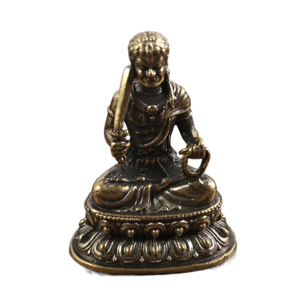 Antique Copper Buddha Statue Home Living Room Office Decoration Figurines Retro Brass Chinese Tibetan Green Tara Buddha Statue