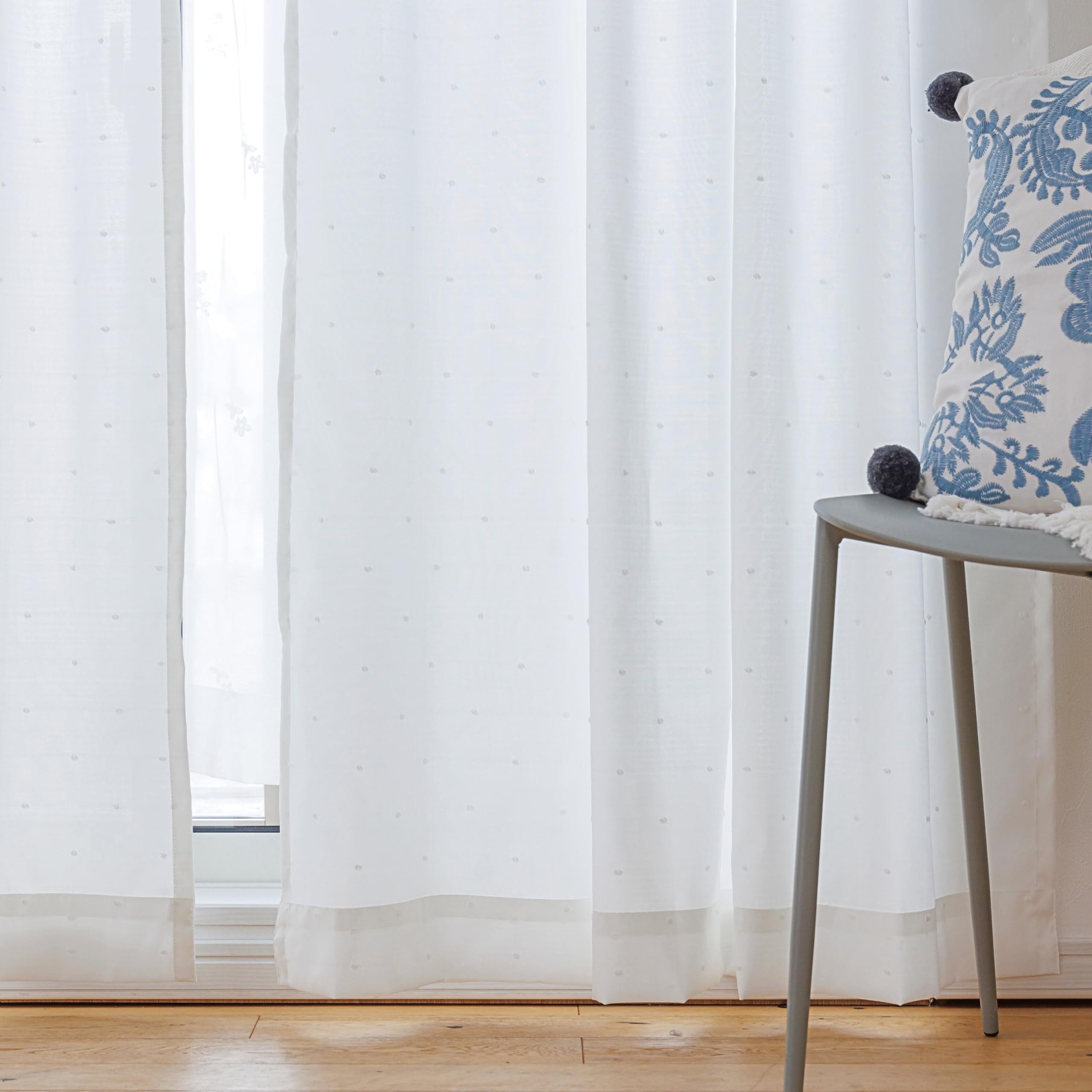 

Curtain Laboratory and Privacy Blocking Dot Lace 100cm Wide x 98cm Set of Polka Dot Privacy UV Heat Includes Adjustable Simple Design Heat White белый