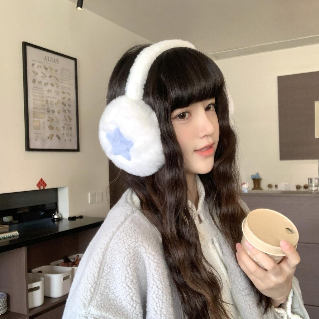 Foldable earmuffs keep warm in winter, bow plush ear protectors, female adult outdoor windproof and antifreeze, ear wrap, ear warm