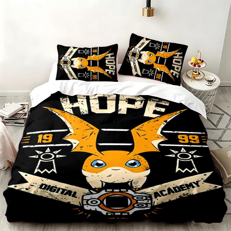 Digimon 3pc Set Perfect for Bedroom Use Comfortable Bedding Set Includes a Duvet Cover and Two Pillowcases Ideal Birthday or Christmas Gift