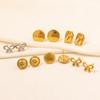 Simple Texture Sensation Round Butterfly Stainless Steel Ear Studs For Women Men Accessories Real Gold Plated Earrings Jewelry