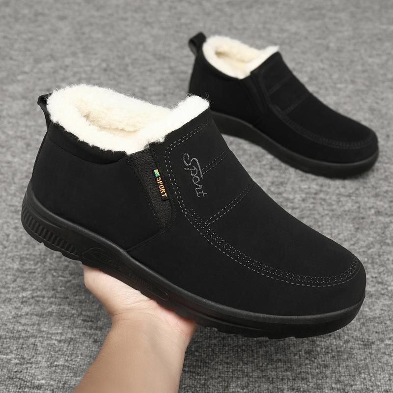 Winter New Cotton Wool Piled Thickened Warm Old Beijing Cotton Shoes Middle Old Dad Shoes Thick-soled Snow Cotton Shoes