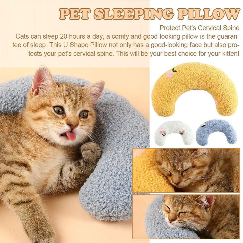 Little Pillow for Cat Fashion Neck Protector Deep Sleep Puppy U-Shaped Cat Pillow Kitten Headrest Dog Sleeping Relaxation Pillow