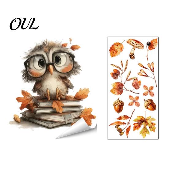 Static Window Decals of Forest Animals Autumn Sticker with Cute & Maple Leaves, Removable Harvest Pastoral Theme Art Festival Clings, Waterproof