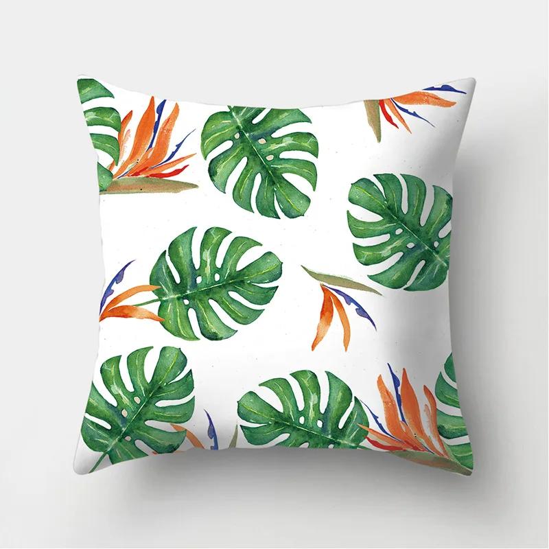 Tropical Palm Leaf Coniferous Decorative Double-Sided Polyester Cushion Cover Pineapple Yellow Green Car Throwing Pillowcase