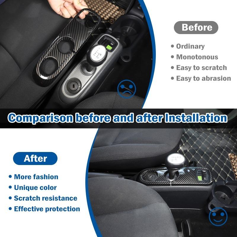 ABS Carbon Fiber Texture Car Center Console Gear Shift Panel Cover Trim Stickers For Mercedes Smart 451 Fortwo 2009-2015
