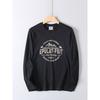 Vintage Printed Cotton Long-Sleeve T-Shirt for Men, Spring and Autumn Versatile Fashion Trendy Round-Neck Base Shirt