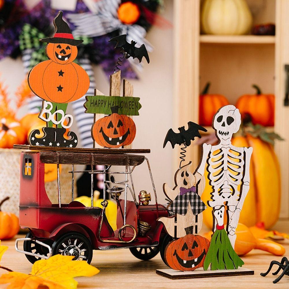 Trick or Treat Desk Ozdoby Festival Dýňový duch Dekor Halloween Dřevěné ozdoby Halloween