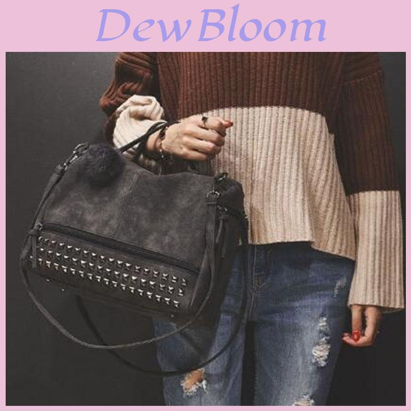 Chic And Spacious Casual Women Large Capacity Solid Rivet Shoulder Messenger Crossbody Bags