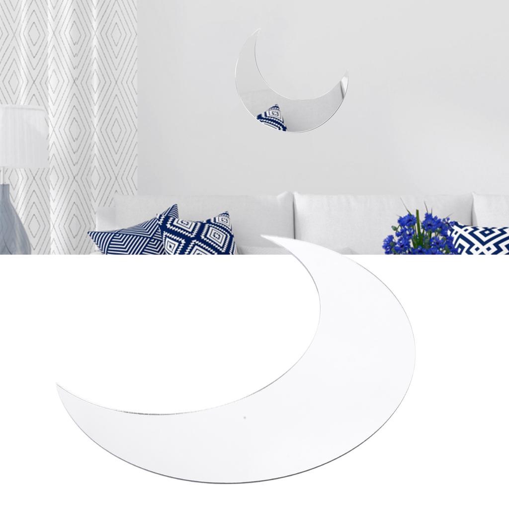 Moon Shape Mirror Wall Sticker Acrylic Decorative Background Decal for   Corridor