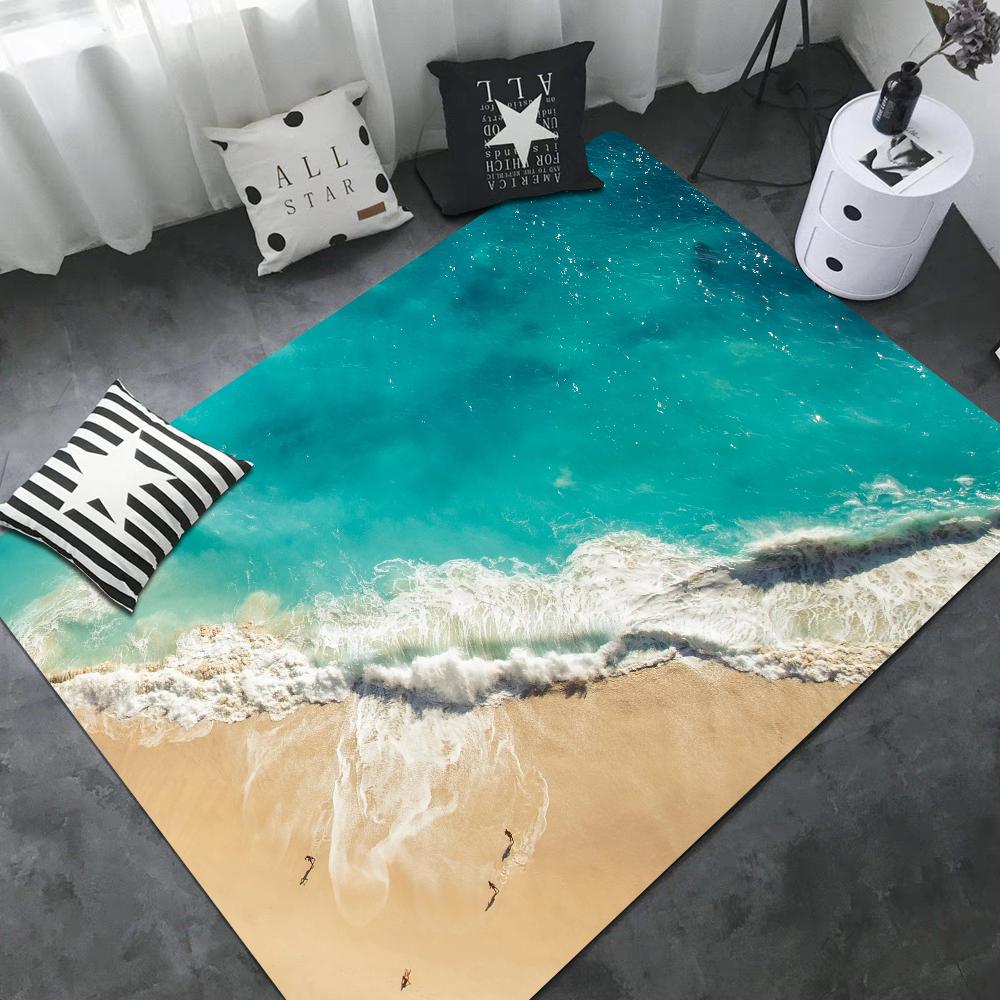 Large Waves Beach Floor Mat Nordic Style Home Doormat Bathroom-Toilet Mats Bedroom Hotel Decor Mat