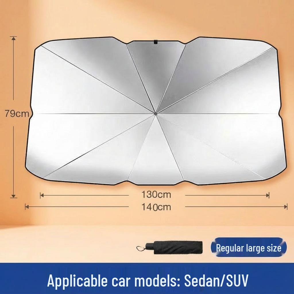 Silver Titanium Foldable Car Sunshade: Heat Insulation & UV Protection