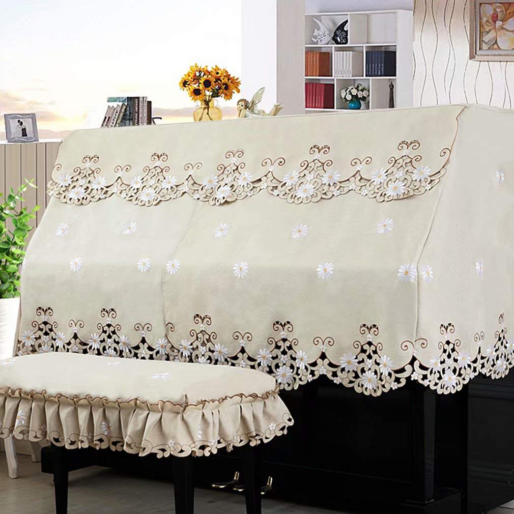 Upright Piano Cover Dustproof Cover for pianos with openings Cute Floral Embroidery Piano European Chair Half Nordic Piano Cover HIMENO (Suitable