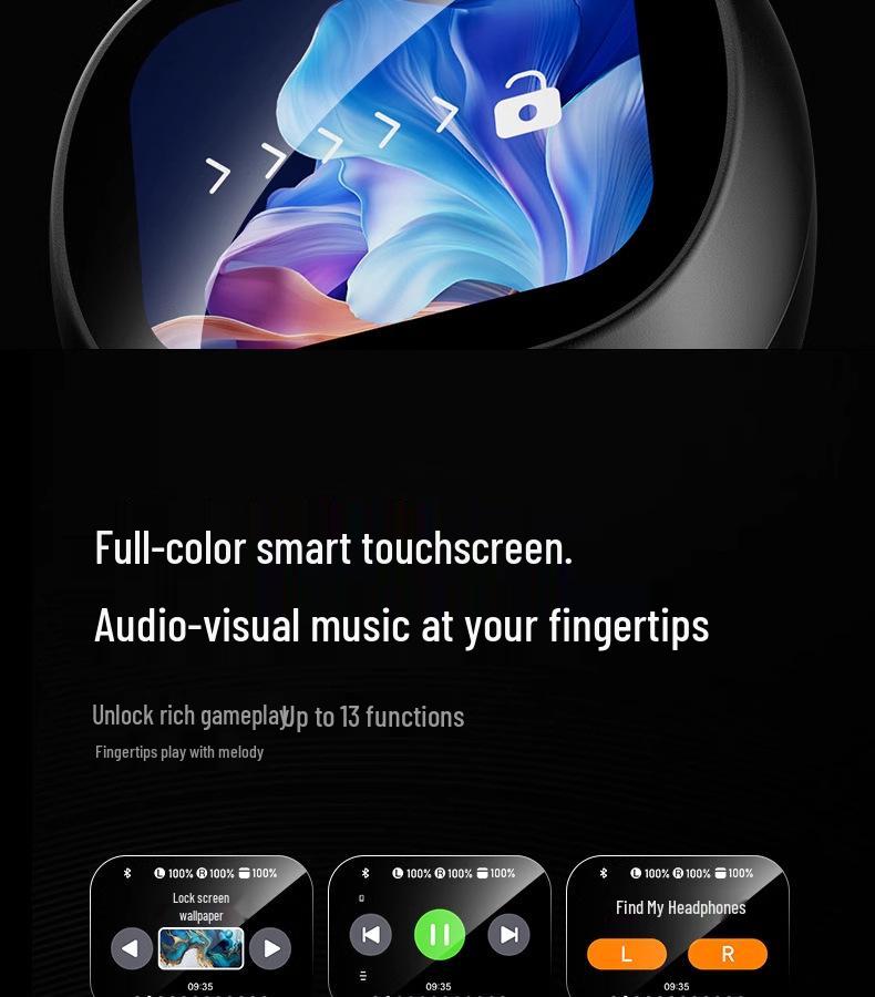 2025 AI Translation Bluetooth Earphones with Color Screen, Built-in App, Long Battery Life, Type-C In-Ear Wireless.