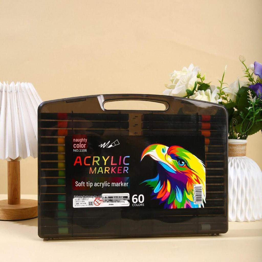 Quick-Dry Black Acrylic Marker: No-Bleed, Layerable, Soft Tip for Kids' Graffiti Art